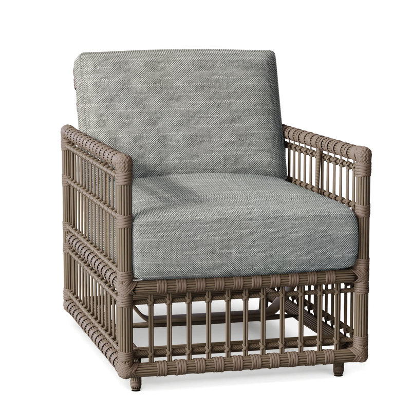 Newport Patio Chair with Cushions, Rollo Silver, No Welt, Newport #66 Burlap