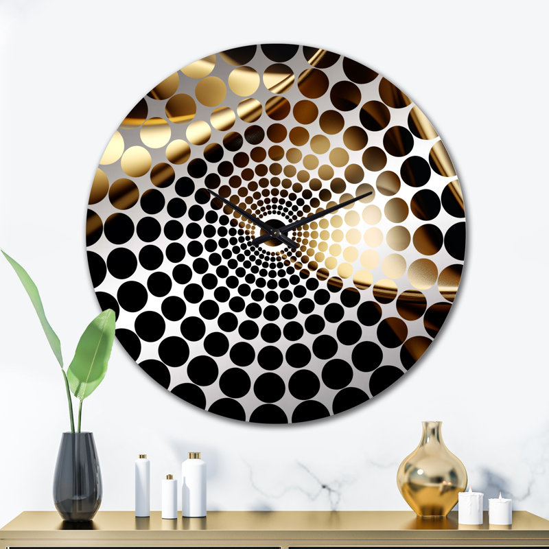Horloge murale dorée et noire surréaliste I - Fractals, Très grand