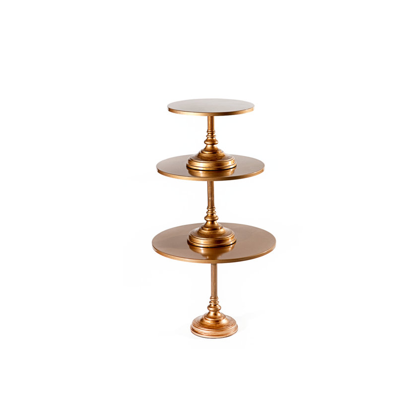 Sandee Simple 3 Piece Cake Stand Set, Gold