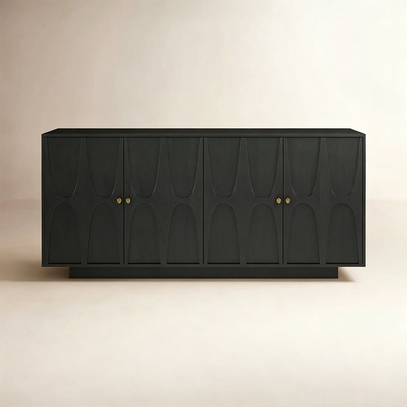Armoire française à texture géométrique noire, H 32,68 po x l 78,74 po x P 18,11 po
