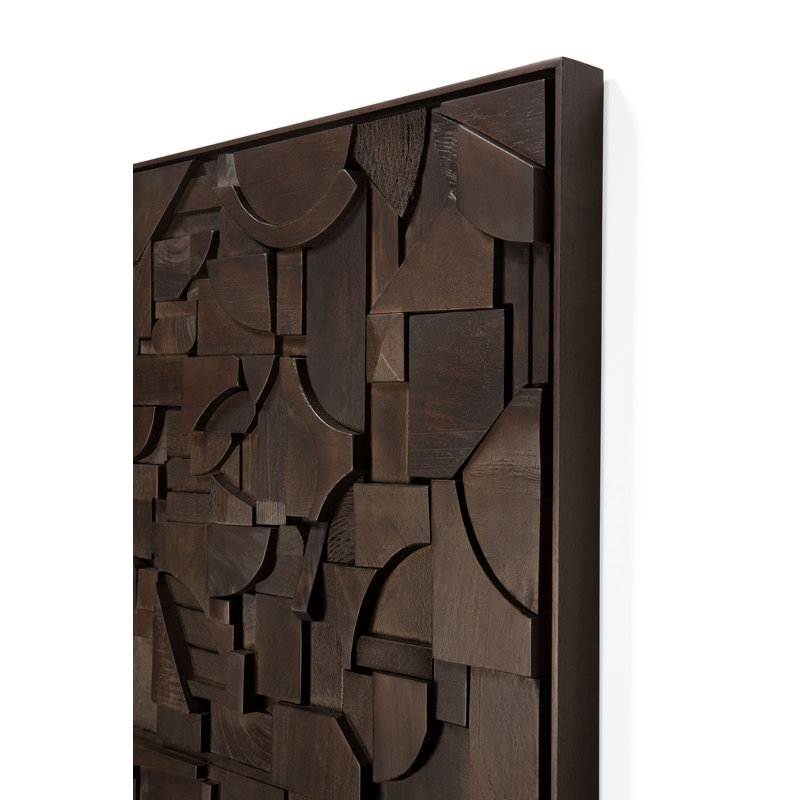 Handmade Solid Wood Wall Decor, Dark Brown, 36" H x 47" W x 2" D