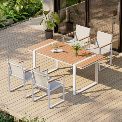 Fauteuil de salle à manger d'extérieur Alora en aluminium avec assise en maille Textilène, capacité de charge de 159 kg