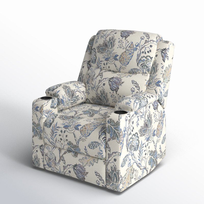 Caroleann Dual Motor Heated Lift Assist Power Recliner with Massage, Blue Polyester Blend