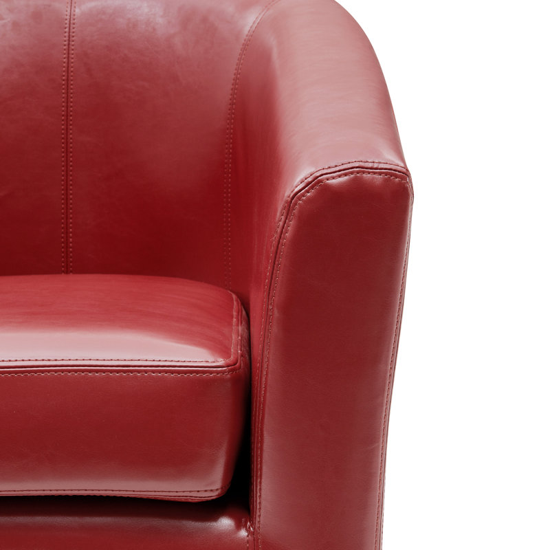 30-Inch Wide Swivel Barrel Chair, Red Bonded Leather