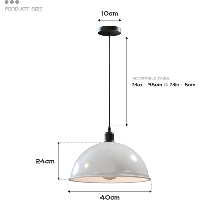 1 - Light Dome Pendant, White