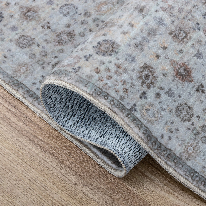 Tapis lavable à la machine Petunia, Beige/Cream, Rectangle 3' x 5'