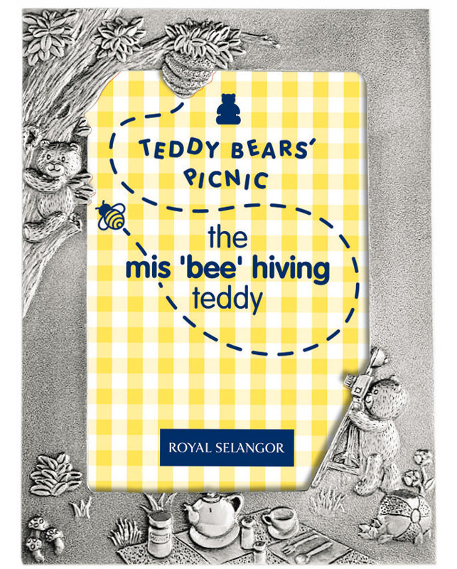 Teddy Bear Picnic Pewter Beaded Picture Frame