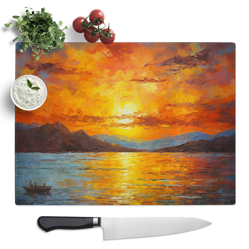 Sunset Palette Knife  Glass Chopping Board