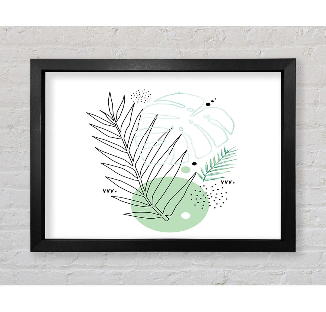 Gerahmtes Leinwandbild Fern Line Drawing