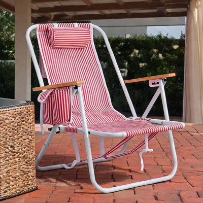 Chaise longue pliable en aluminium antirouille avec sac à dos et 4 positions d'inclinaison, dimensions : 61 x 56 x 94 cm.