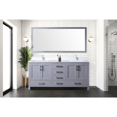 Meuble-lavabo gris foncé de l 72 po x P 22 po avec comptoir en marbre, robinet inclus, miroir de 28 po - pour une égratignure et des taches pour une charmante salle de bain de 72 po 22 po, résistance aux rayures de culture