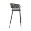 Tabouret de bar 30 po Zaren avec structure en métal noir, siège en tissu gris et dossier en similicuir