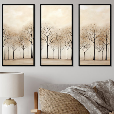 Harmonous Beige Tree Art V - Ensemble d'art mural arbre
