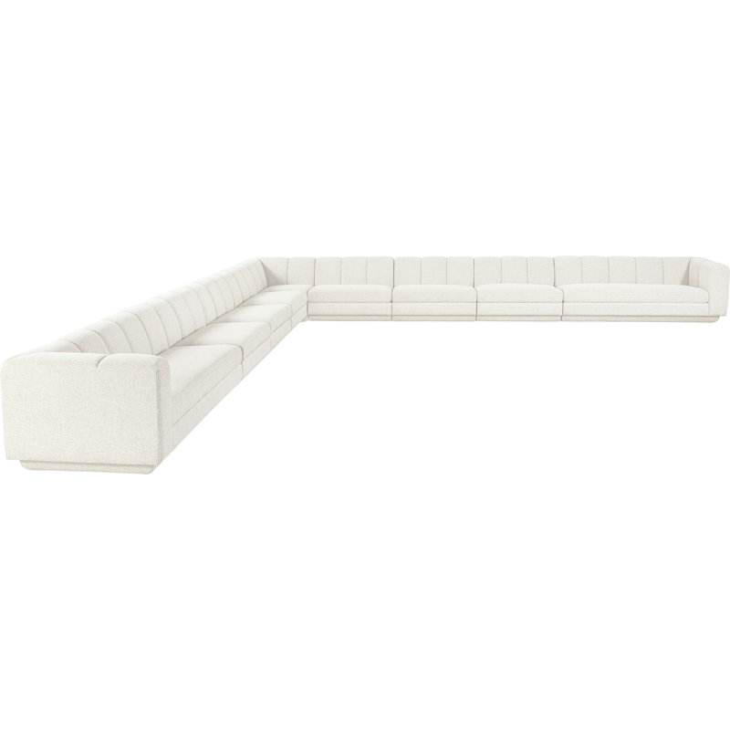 Tissu rembourré 9 pièces Landis Canapé modulaire modulaire, Tissu crème
