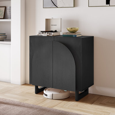 Allforwood Mid-Century Modern Arched Door Storage Cabinet - Versatile, Buffet And Media Console With Soft-Close Hinges And Adjustable Shelves