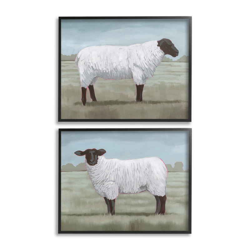 «Sheep Duo In Pasture Single Photo Frame» par Grace Popp, 2 pièces sur toile, Noir, H 16 po x l 20 po