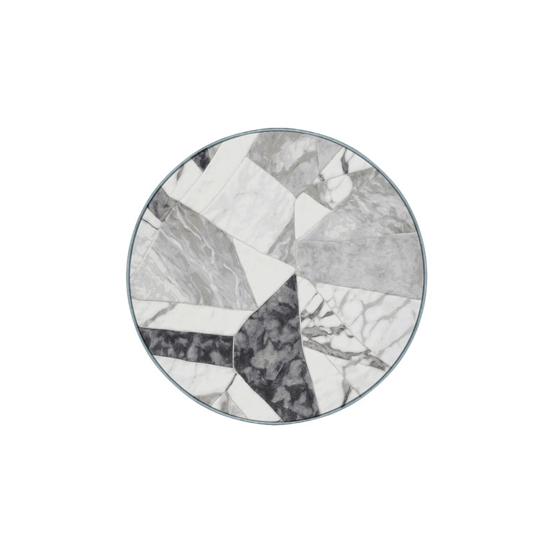 Tapis bleu soyeux et moelleux, Rond 5 pi