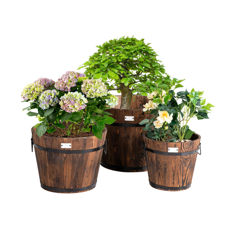 Edalene Wood Barrel Planter