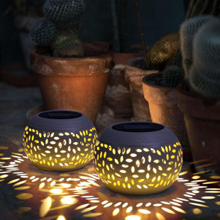4.3'' 2 Pack Solar Lantern Outdoor Waterproof - Solar Table Lights LED Metal Tabletop Light Solar Powered Decorative Lighting Lanterns (Set of 2) (Set of 2)