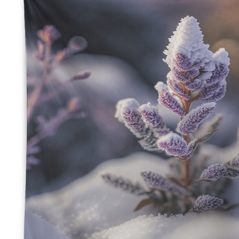 Polyester - Fleur de lavande en fleurs en hiver I, H 32 po x l 39 po