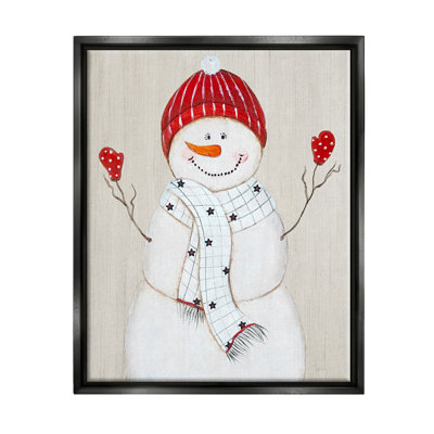 " Seasonal Snowman Smiling Red Hat " by Janet Tava