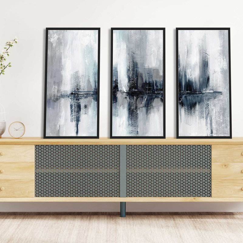 «Indigo Harbor Lights» par Nan - ensemble de 3 reproductions sur toile flottantes, H 41,5 po x l 64,5 po x P 2 po