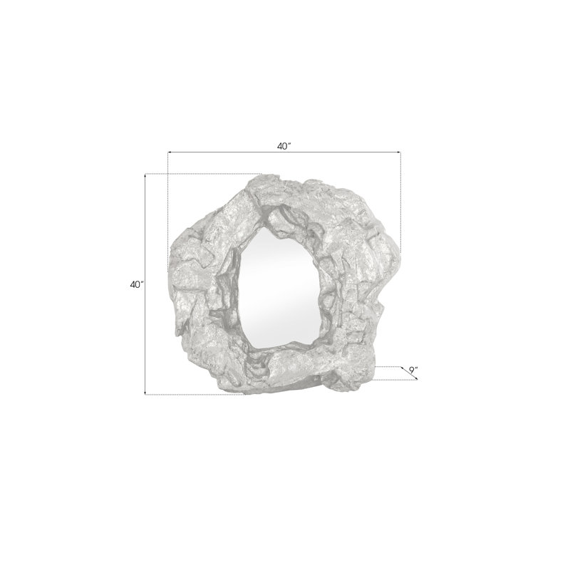 Rock Pond Contemporary Silver Leaf 40" Square Wall Mirror