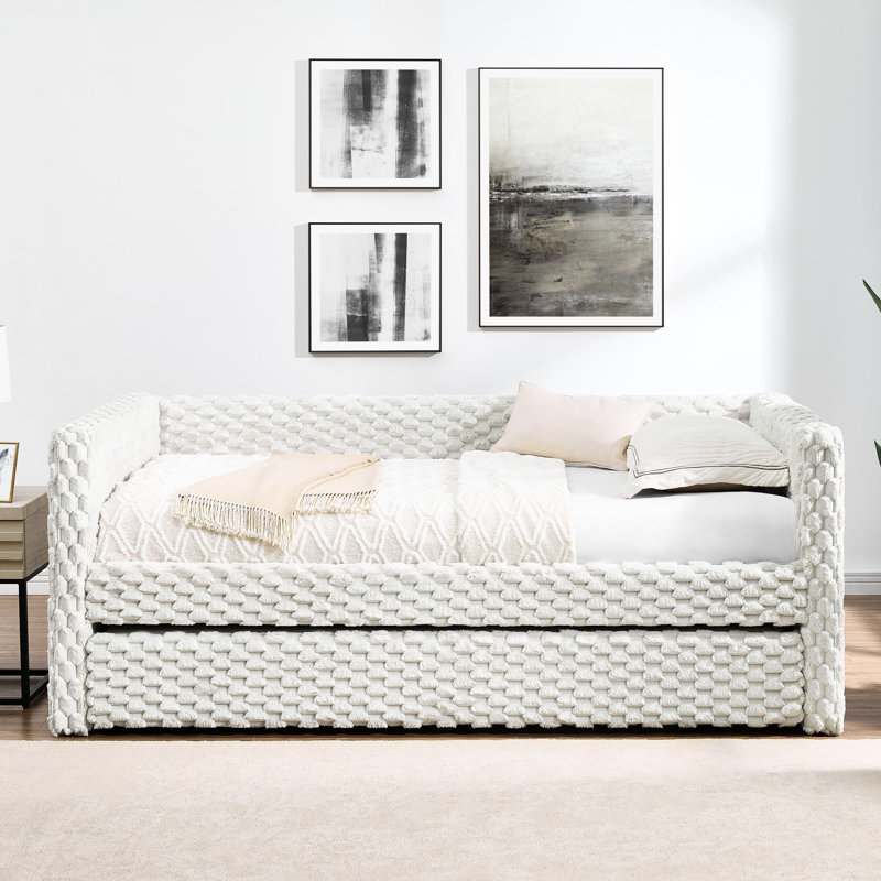 Lit de jour simple en tissu gris foncé, lit escamotable pour un revêtement polyvalent, un décor efficace et peu encombrant