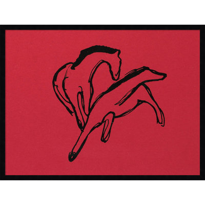 Two Horses by Wood Framed Wall Art Print