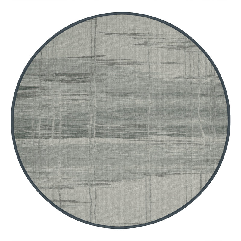 Tapis abstrait gris lavable à la machine, Rond 4 pi
