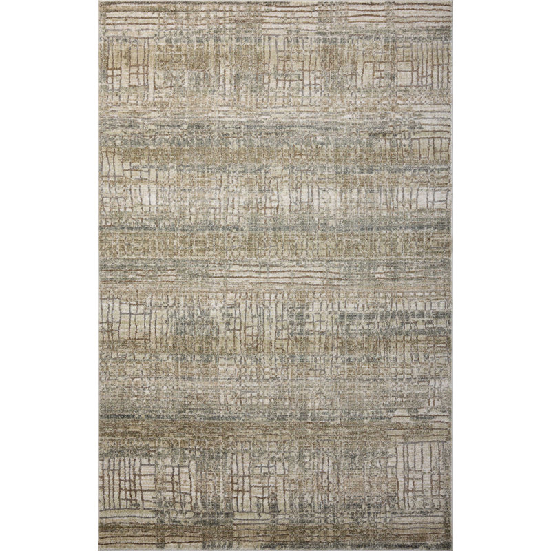 Tapis lagon / naturel 17 étages Manoliu, Rectangle 2 pi 6 po x 4 pi