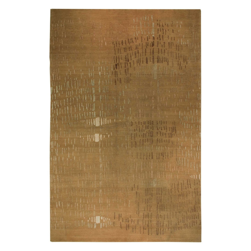 Prati Abstract Area Rug in Brown/Gold, Rectangle 10' x 14'