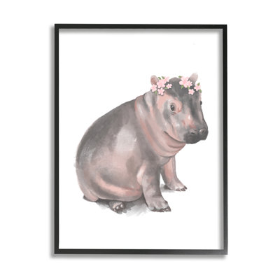 Illustration florale d'un bébé hippopotame floral