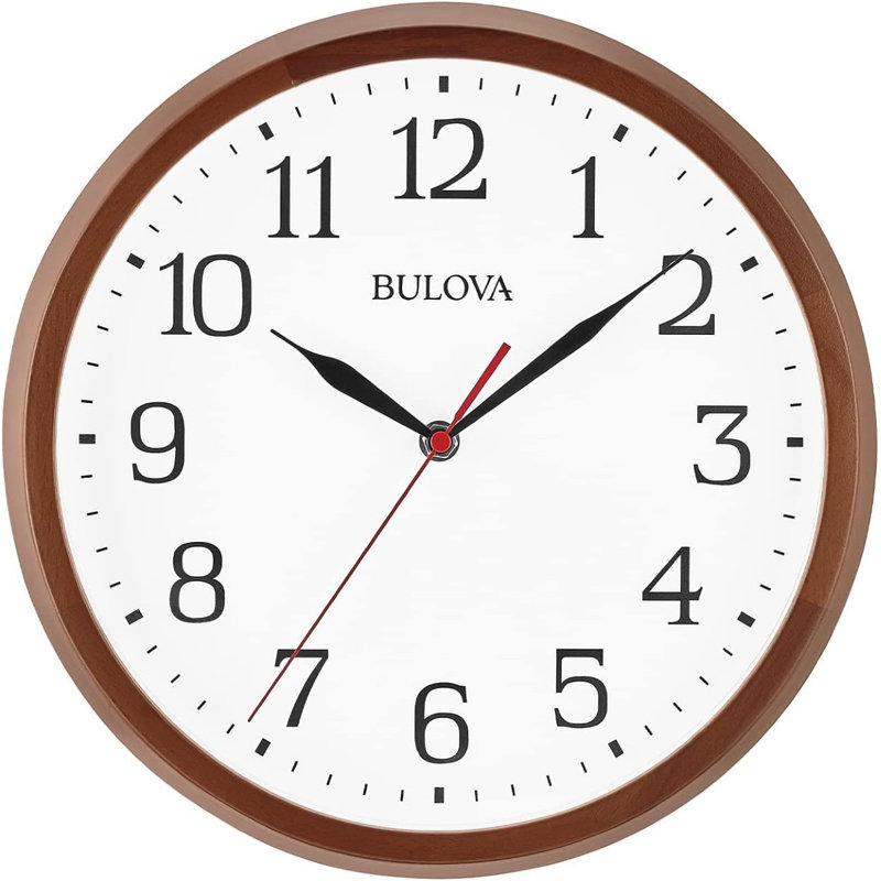 Bulova C4899 Clarity Wood Silent Sweep 12″ Wall Clock