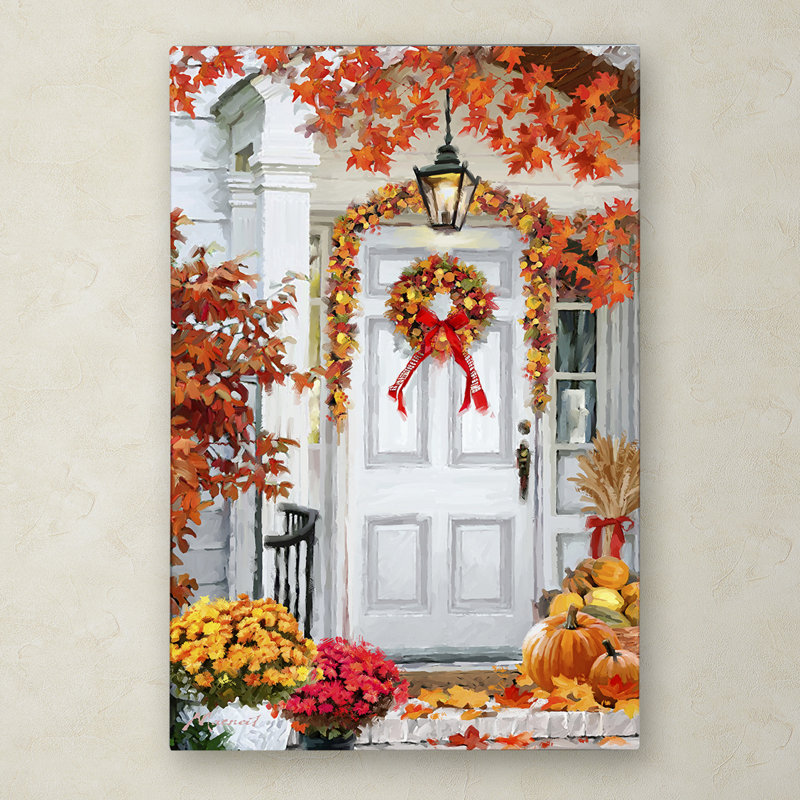 Colorful Fall Decorations Canvas Art Print, 12x19 Inches