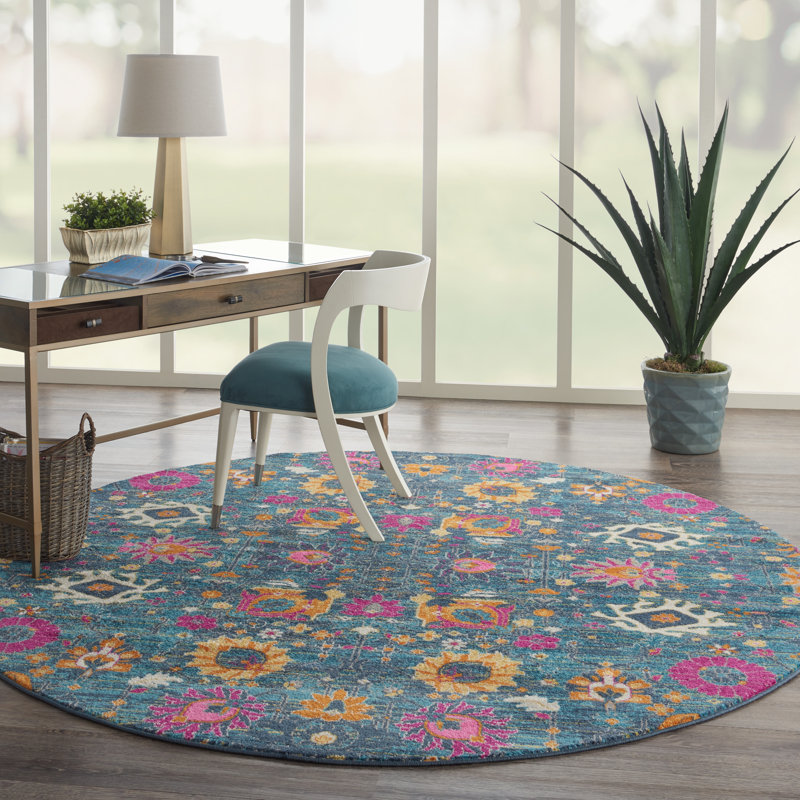 Justien Floral Indoor Rug, Round 8'