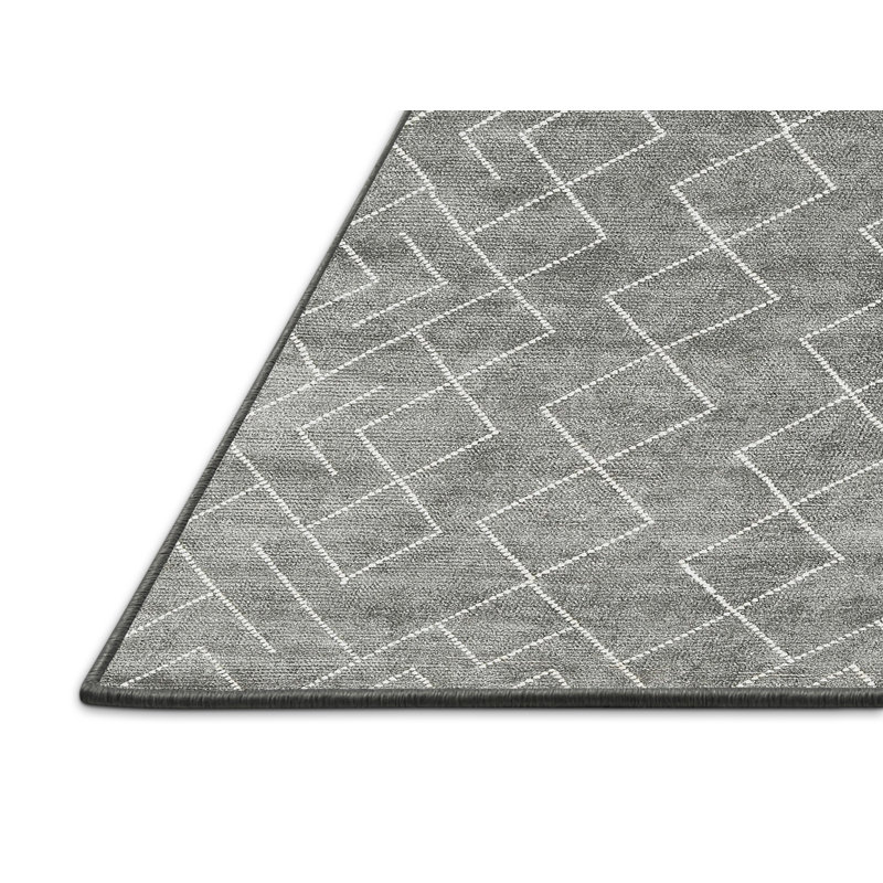 Tapis contemporain gris / noir, Rectangle 5 pi x 7 pi