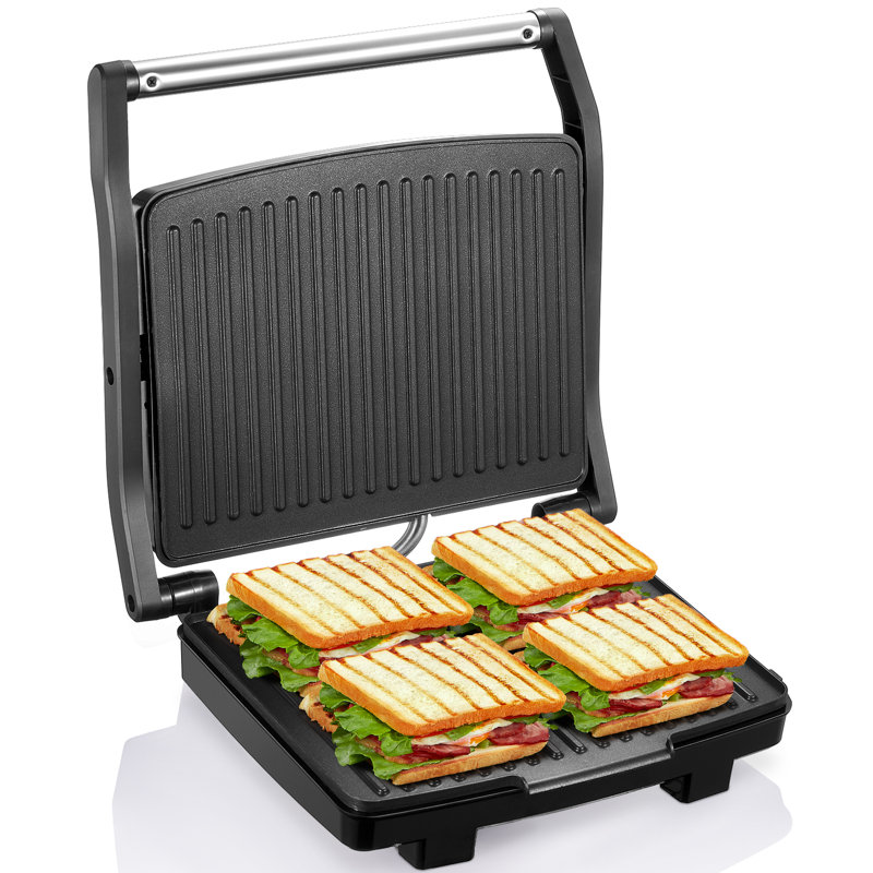 Electric Panini Press & Indoor Grill - Nonstick Plates, Removable Drip Tray, Easy Clean Stainless Steel Sandwich Maker