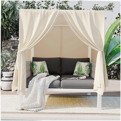 U_Style  Outdoor Patio Sunbed with Curtains, High Comfort, Suitable for Multiple Scenarios