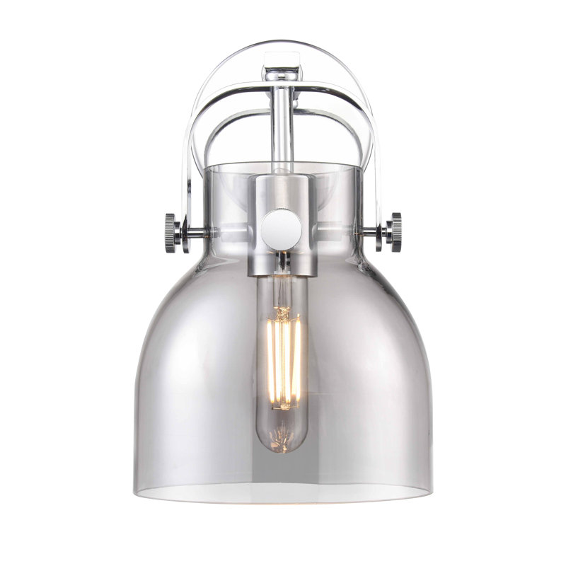 Skycrest Armed Sconce, Plated Smoke, Polished Chrome