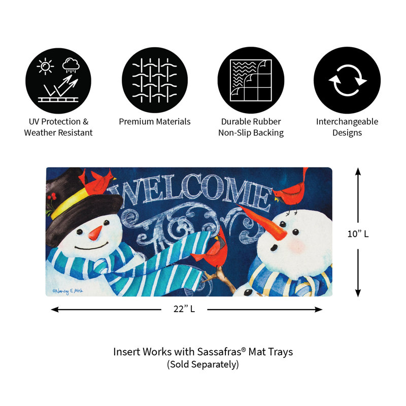 Sassafras 5-Piece Welcome Mat and Frame with Harvest and Winter Inserts and 1 Rubber Frame