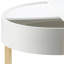 Table basse blanche et naturelle avec rangement dissimulé