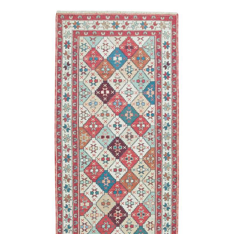 Tapis de couloir de couloir noué à la main en Turquie du 20e siècle