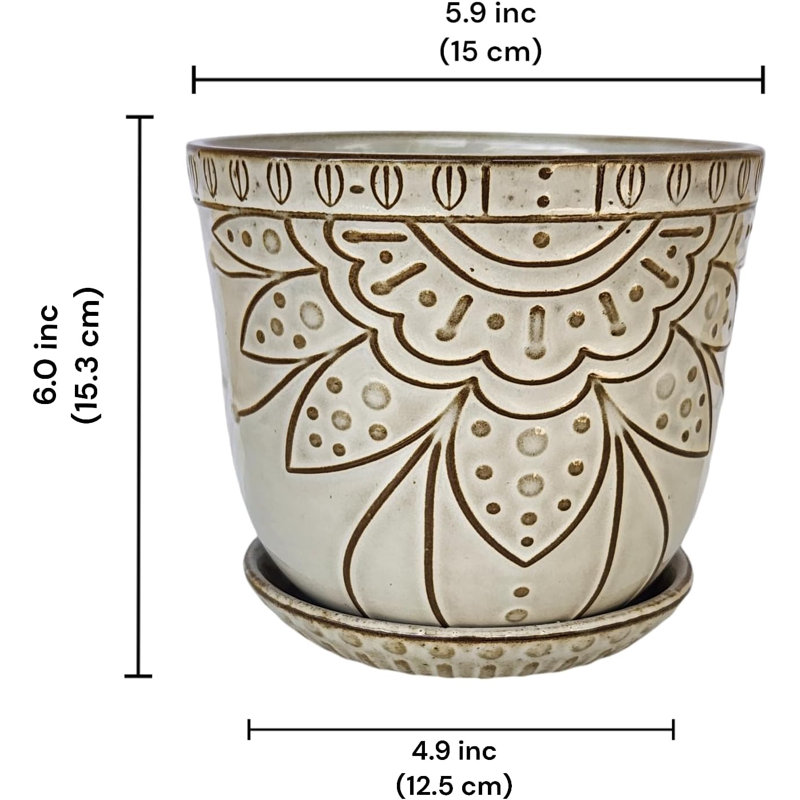 Plant Pots Indoor With Drainage Holes. Ceramic Planter Pots For Plants. Set Of 2 Planters For Indoor Plants.