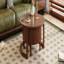 Table basse gigogne vintage rétro avec motif cannelé et tiroir noir et noyer, parfaite pour un rangement et une présentation élégants.