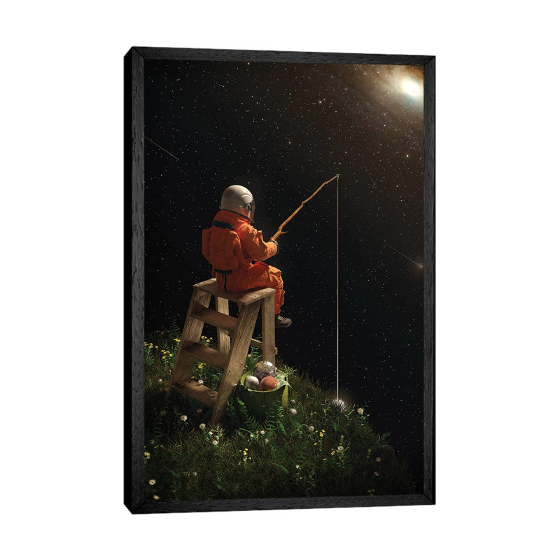 Star Fishing by Nicebleed - Print on Canvas, 66.04cm H x 45.72cm W x 3.81cm D, Black Framed