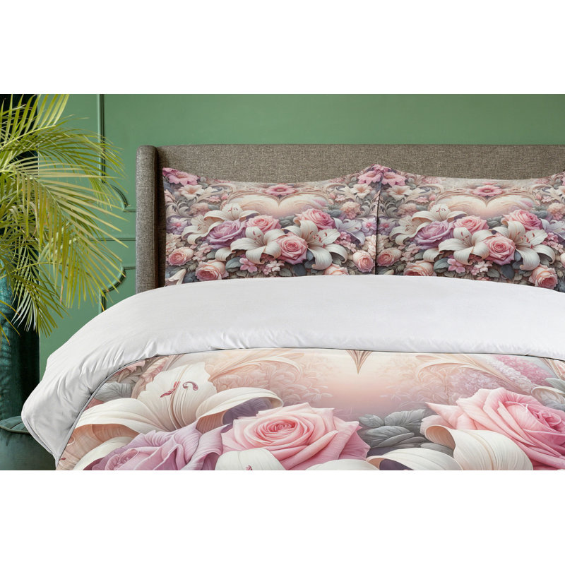 Romantic Duvet Cover, California King Duvet Cover + 2 Standard Shams