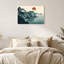 Art mural toile sarcelle, falaises côtières et soleil rouillé-1278338459