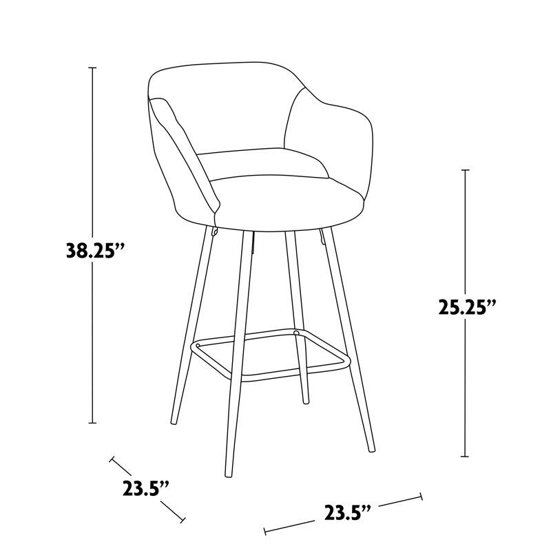 Set of 2 Gray Faux Leather Counter Stools with Black Metal Legs