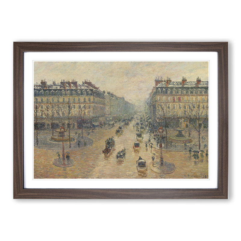 Avenue De L'Opera by Camille Pissarro - Picture Frame Painting, Walnut Framed, 48cm H x 65cm W x 2cm D